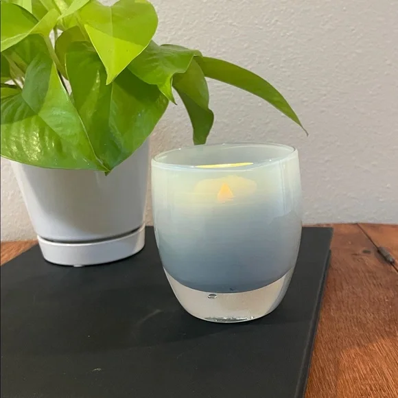 Glassybaby “A Million Bucks” Votive Candle Holder Blue Gray Hand-Blown Glass - Picture 1 of 4